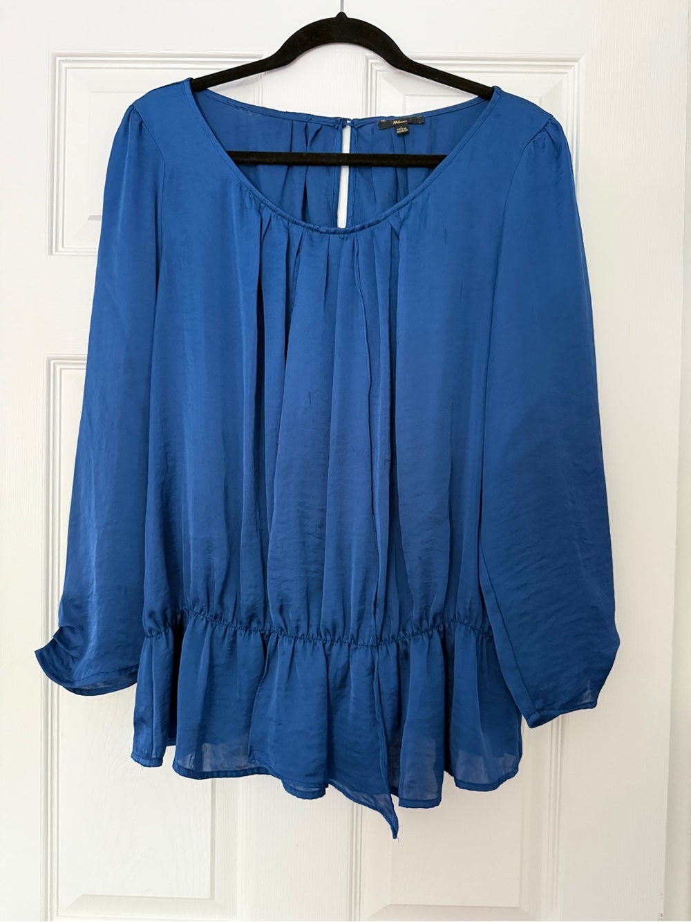 Milano Royal Blue Long-Sleeve Peplum Top